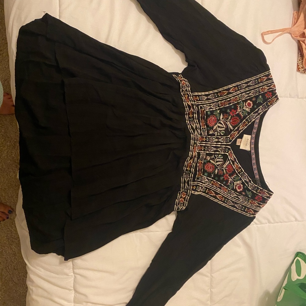 Embroidered long sleeve top